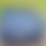 Round blue object blurred on green background